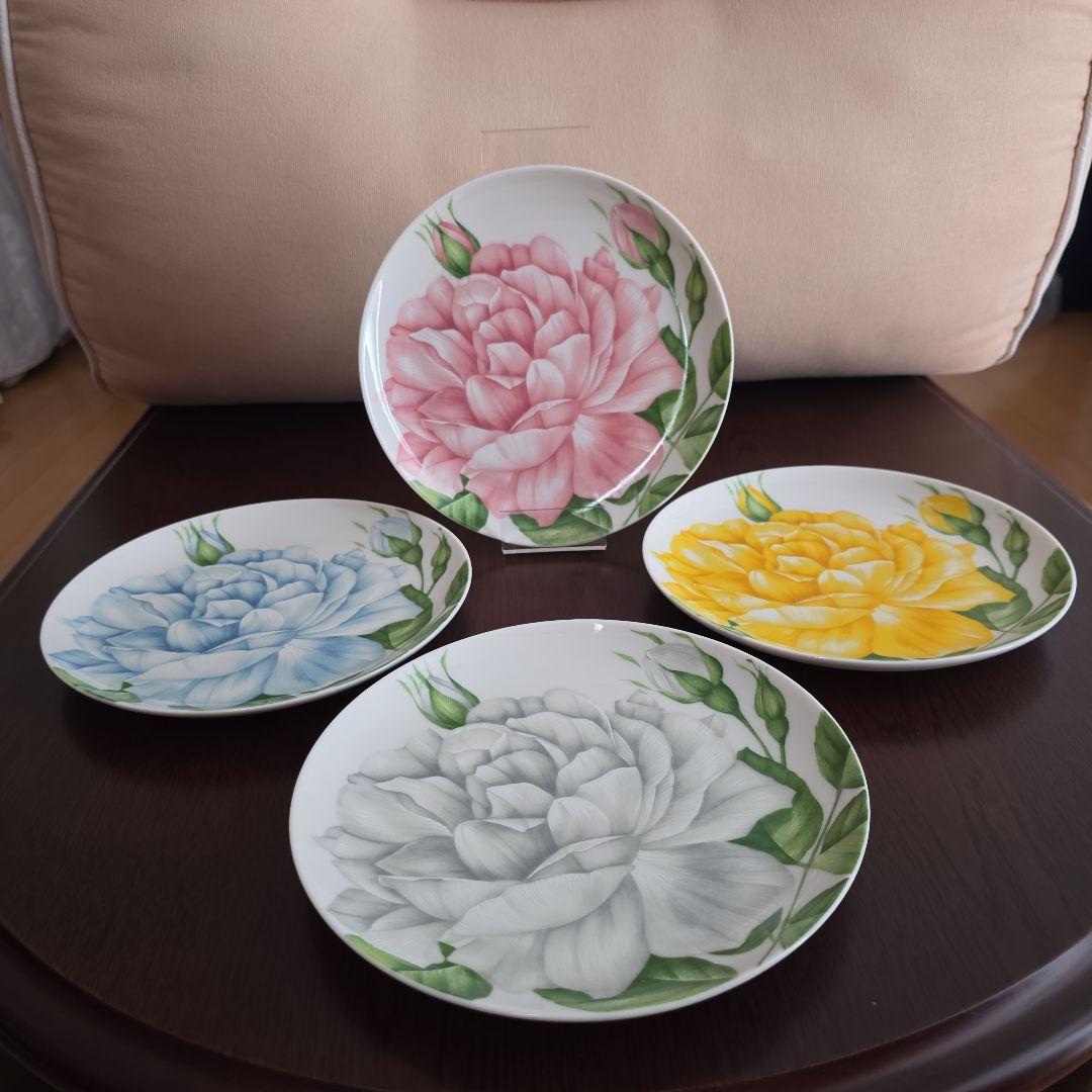 【未使用】TAITU 薔薇4色プレートセット