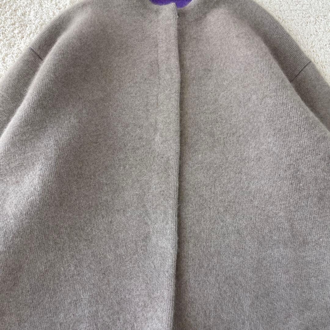 美品♡ エレンディーク ラクーンミックスダブルカーディガン グレー パープル 2