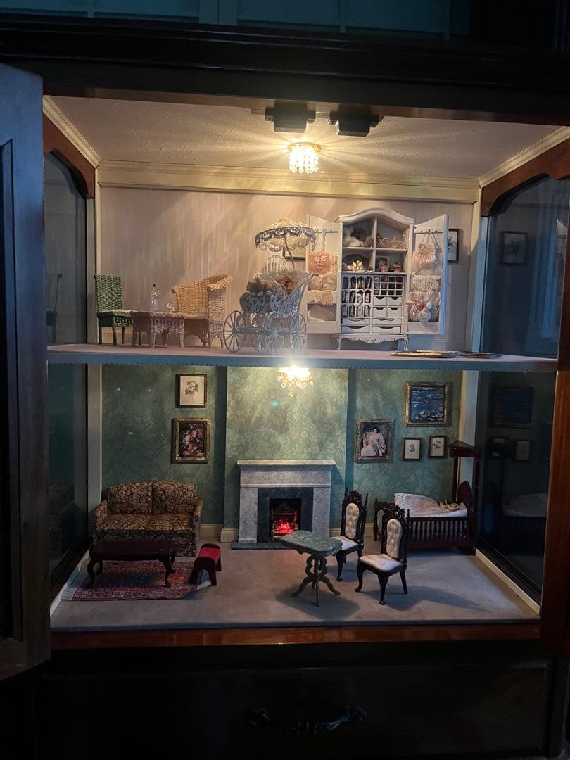 引き取り限定 猫脚 キャビネット 作家 ミニチュア ドールハウス 飾り棚 セット