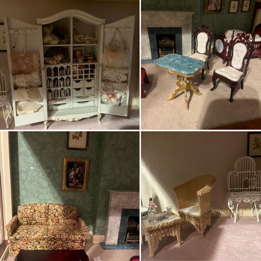 引き取り限定 猫脚 キャビネット 作家 ミニチュア ドールハウス 飾り棚 セット