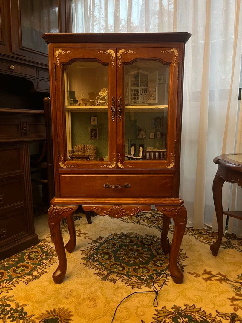 引き取り限定 猫脚 キャビネット 作家 ミニチュア ドールハウス 飾り棚 セット