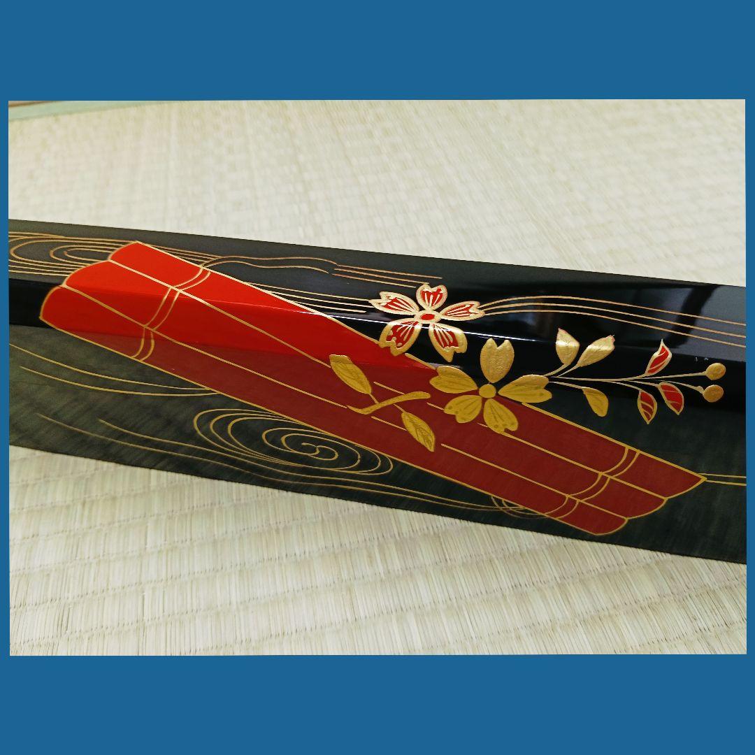 AN19 炉縁 村田宗覚作 花筏蒔絵 木製漆塗 共箱 外箱 茶道具