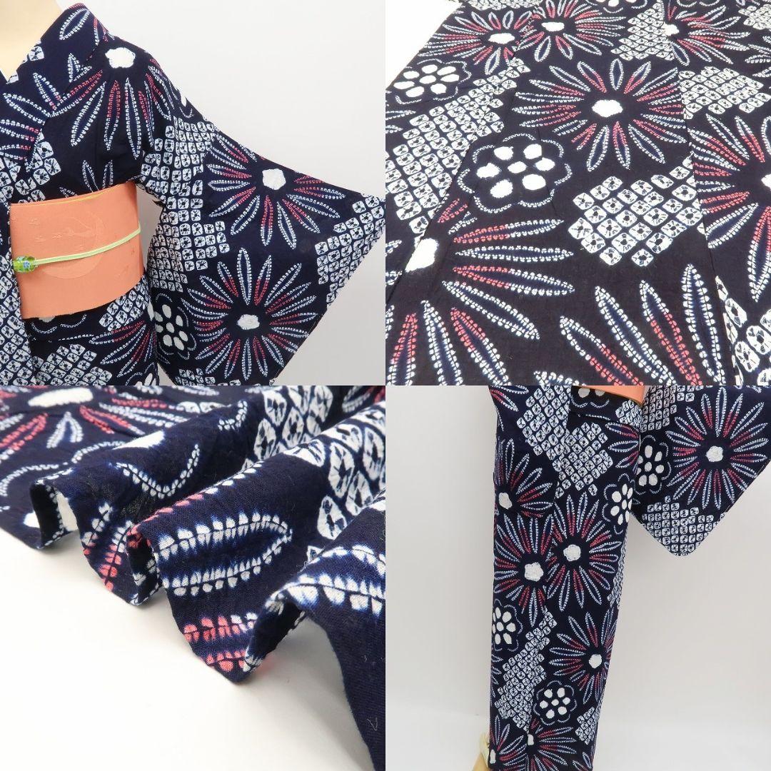 m1440＊美品 有松鳴海絞り 夏着物 綿 手縫い仕立て 高級浴衣