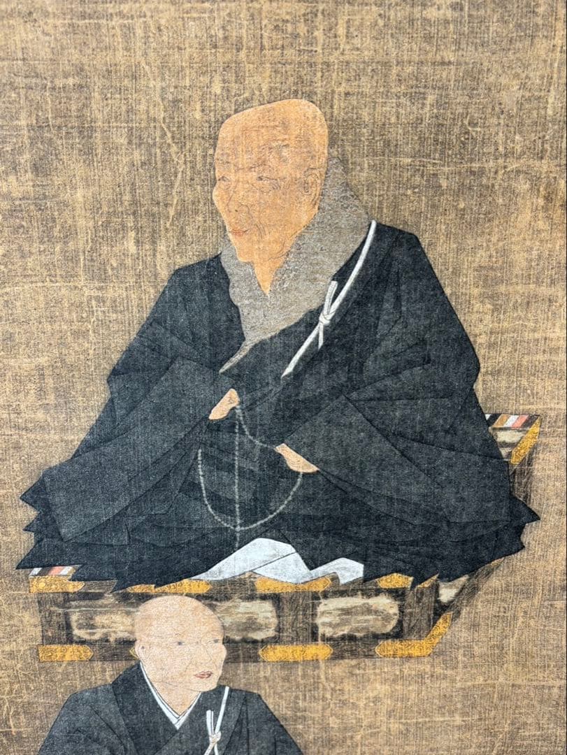 【 掛軸 / 親鷲聖人 蓮如上人 】二尊連坐像 巻物 骨董品