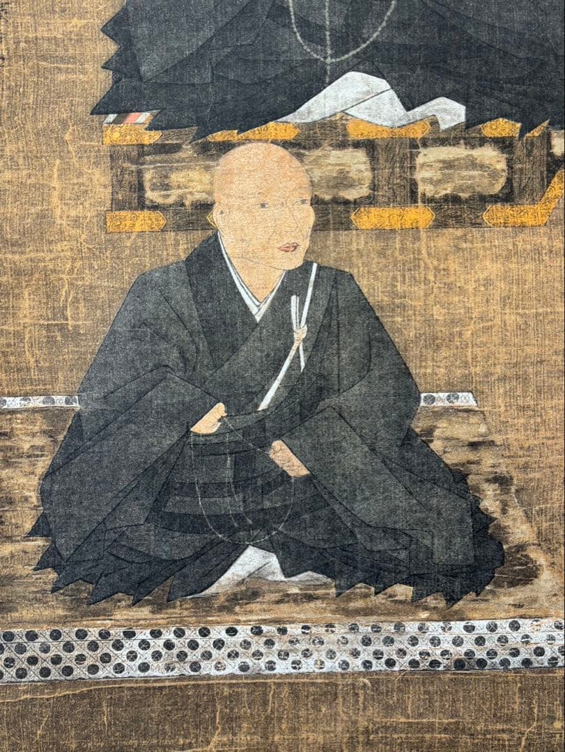 【 掛軸 / 親鷲聖人 蓮如上人 】二尊連坐像 巻物 骨董品