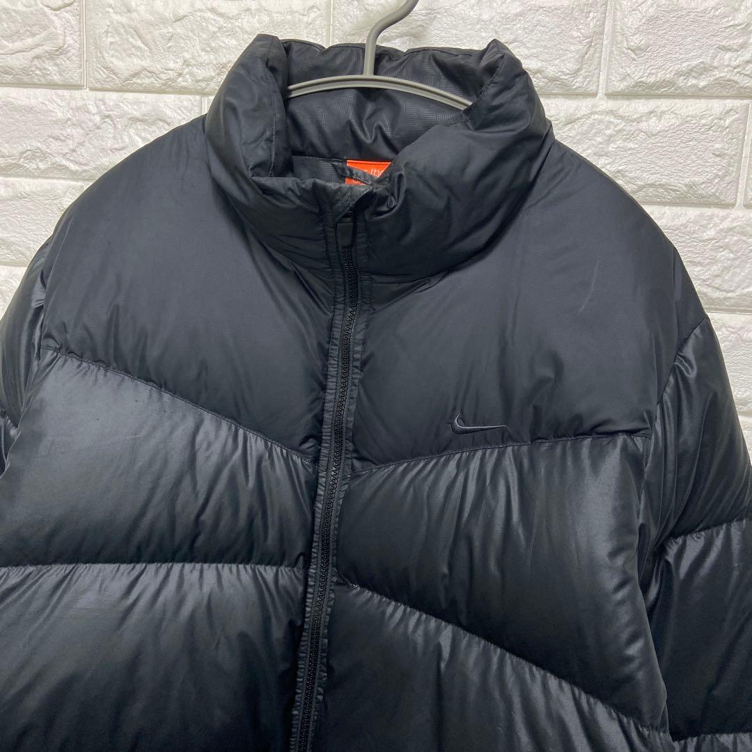 NIKE ナイキ 肉厚 ダウンジャケット 無地 ブラック 裾ドローコード付 XL