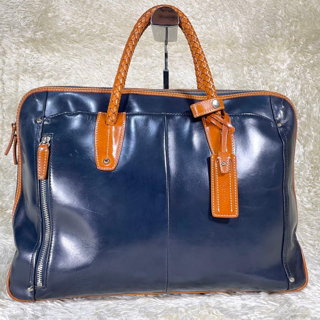 定番❗️キーファーノイ ブリーフケース ネイビー 2way A4 イタリアンレザー