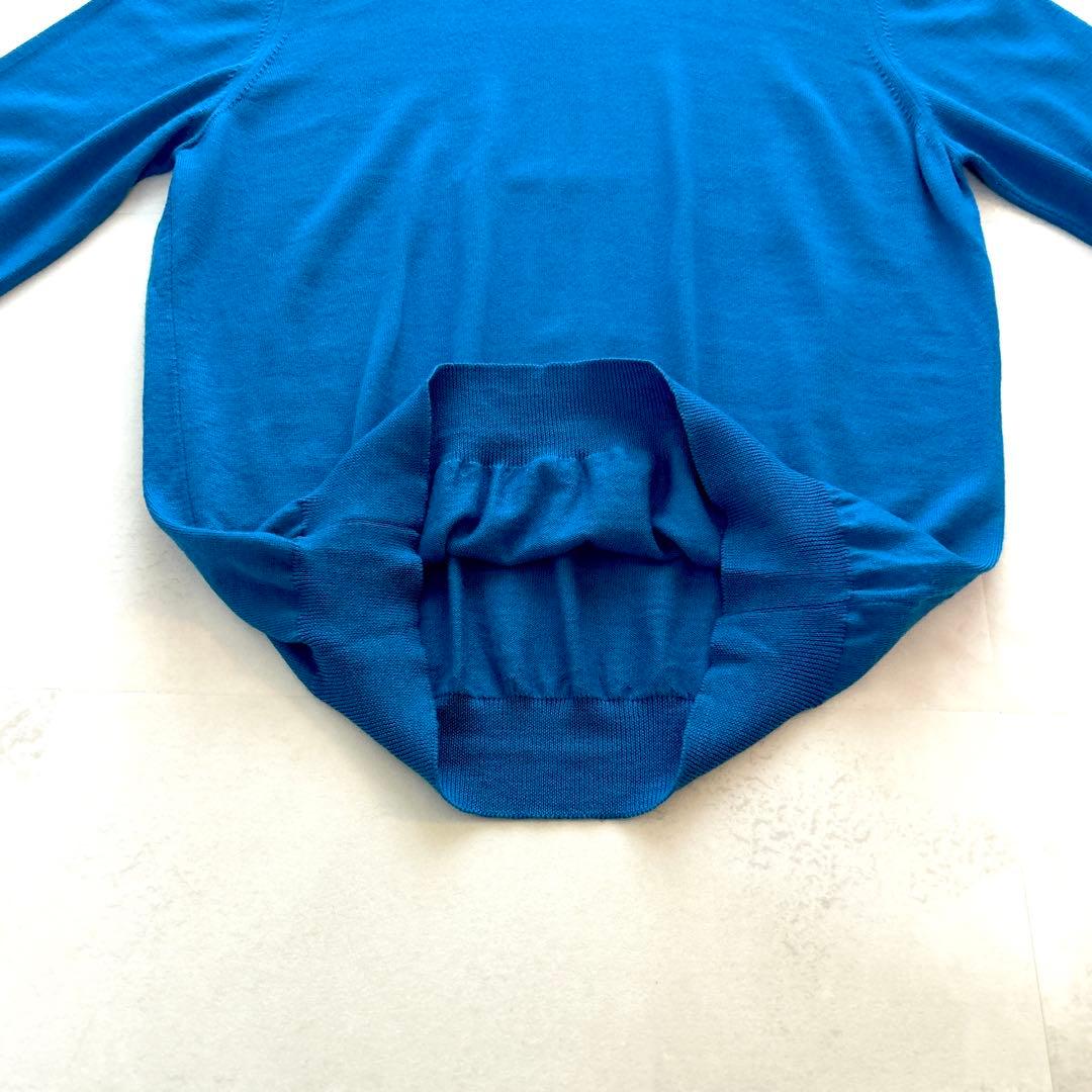 現行✨人気グランサッソウールタートルネックニット　ハイゲージ52ブルー近年モデル