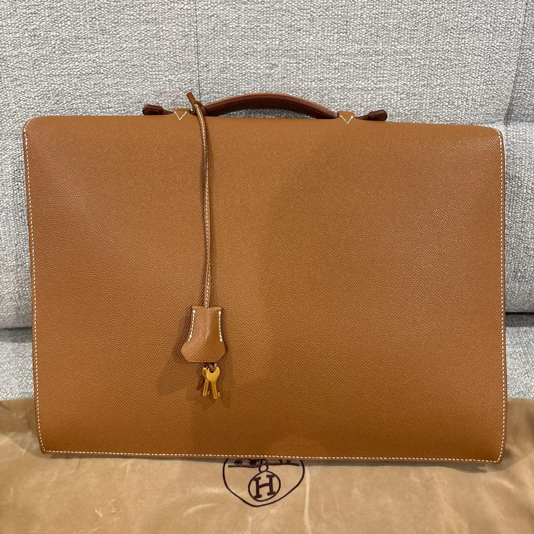 HERMES ブラウン ビジネスバッグ