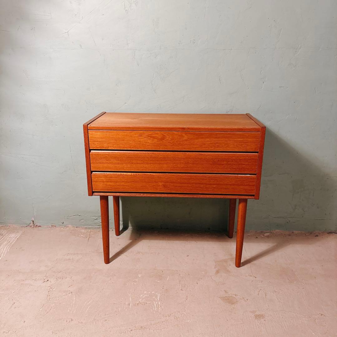 【kkw】デンマーク　チーク材　三段チェスト　北欧家具　北欧ビンテージ