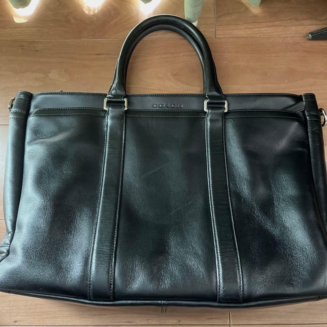 【美品】COACH コーチ　ブラック レザー　ビジネスバッグ　トート　本革