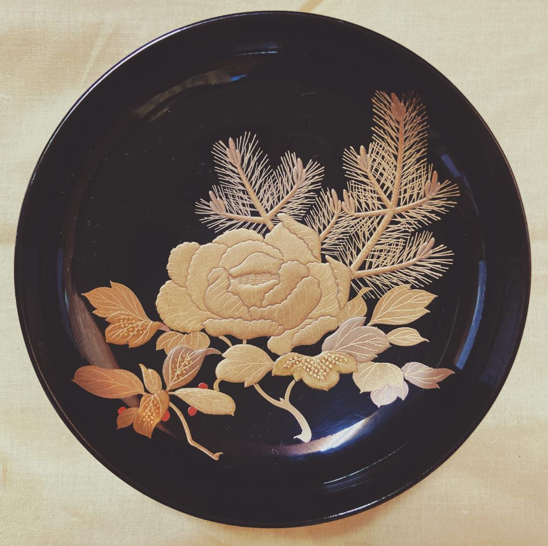 【値下げ】 京蒔絵 牡丹 ぼたん 蒔絵 溜塗 蓋付椀 【5客】