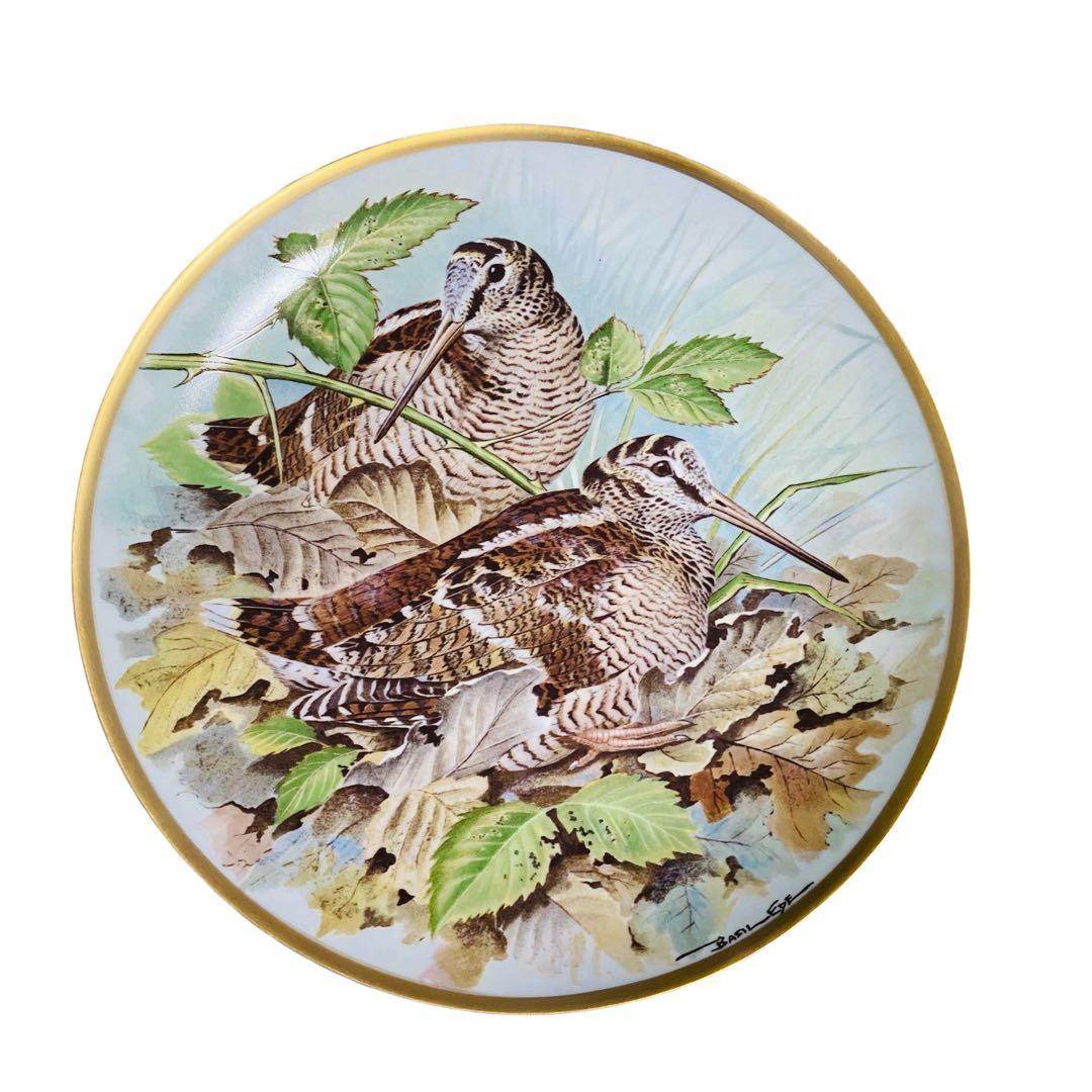 野鳥絵皿　フランス　リモージュ　フランクリンポーセリン　12枚