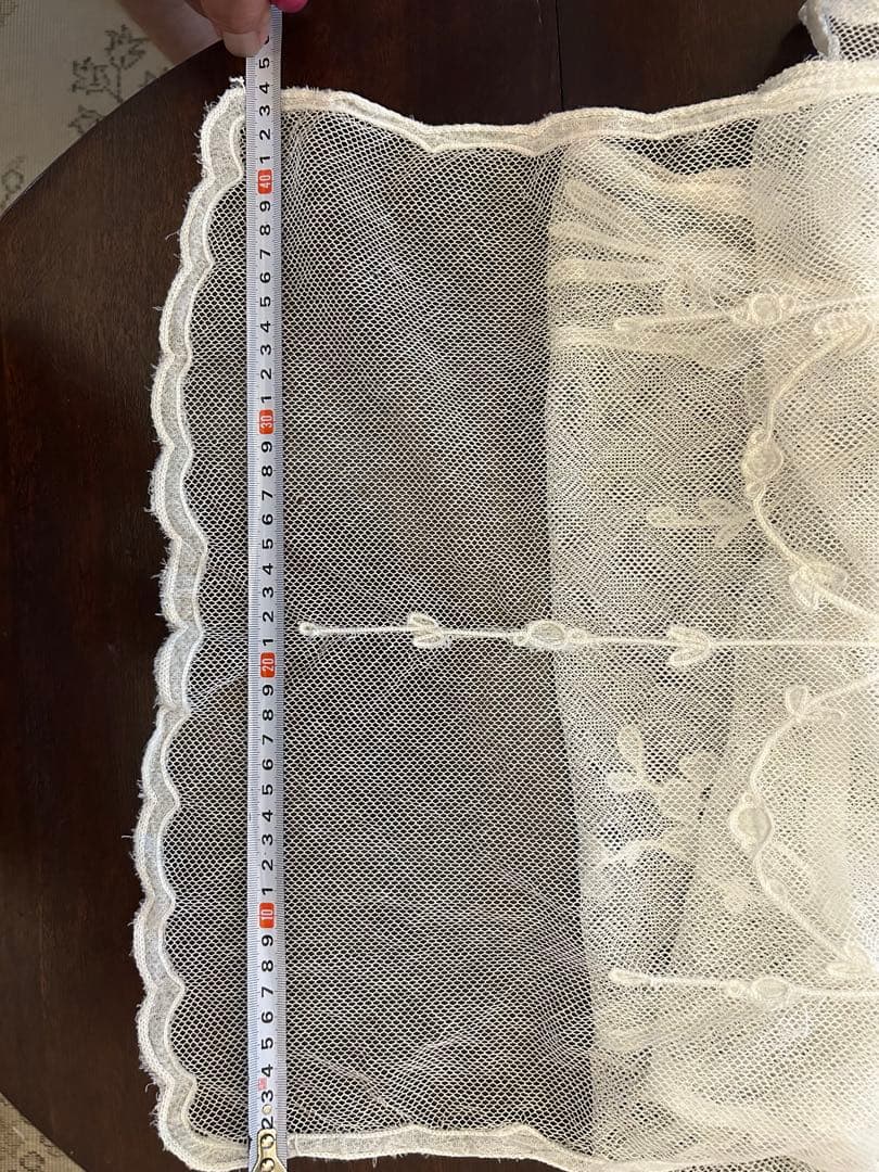 フランスアンティークレース　アンティークレースカーテン　ブロカント　2枚セット