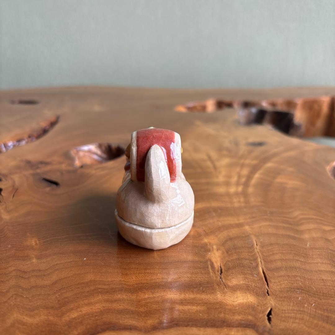 干支香合 太鼓 子犬 戌年 伊東桂楽造 楽焼 茶道具 共箱