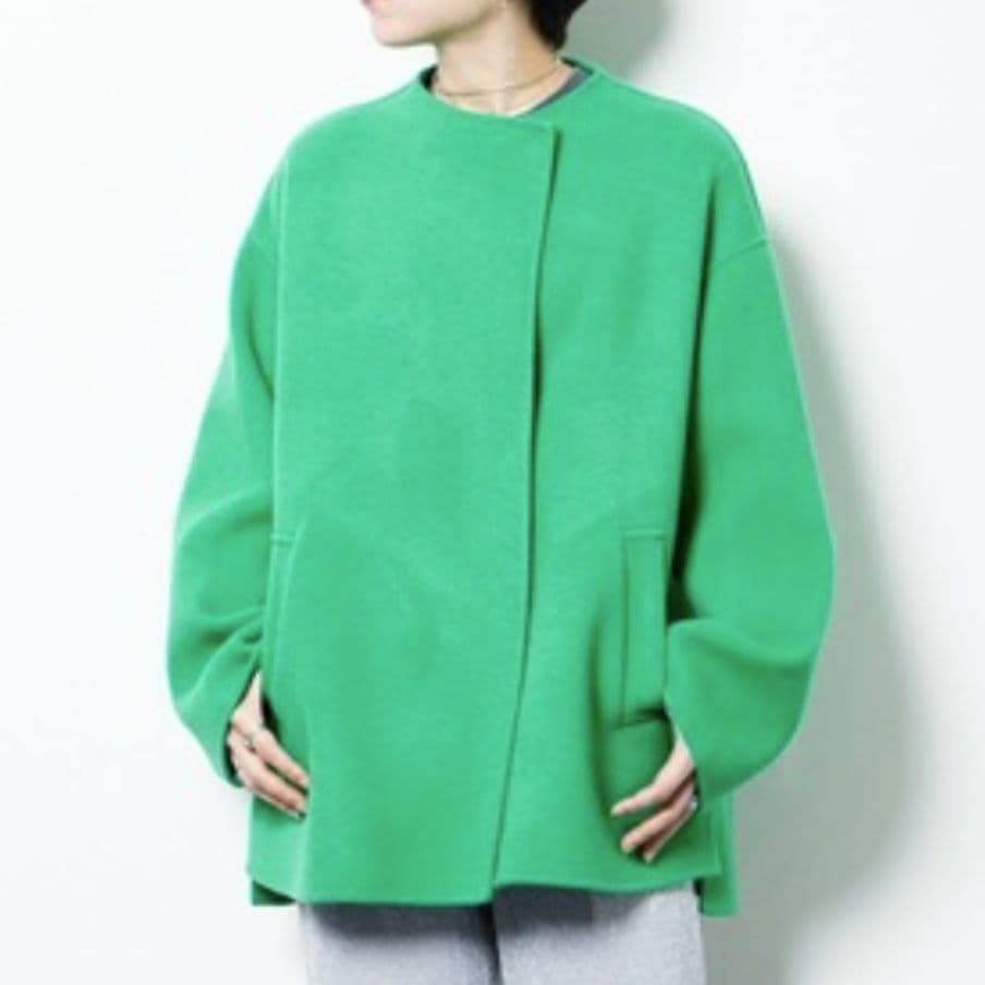 極美品♪シティショップ 22AW ショートビーバー ウールコート グリーン