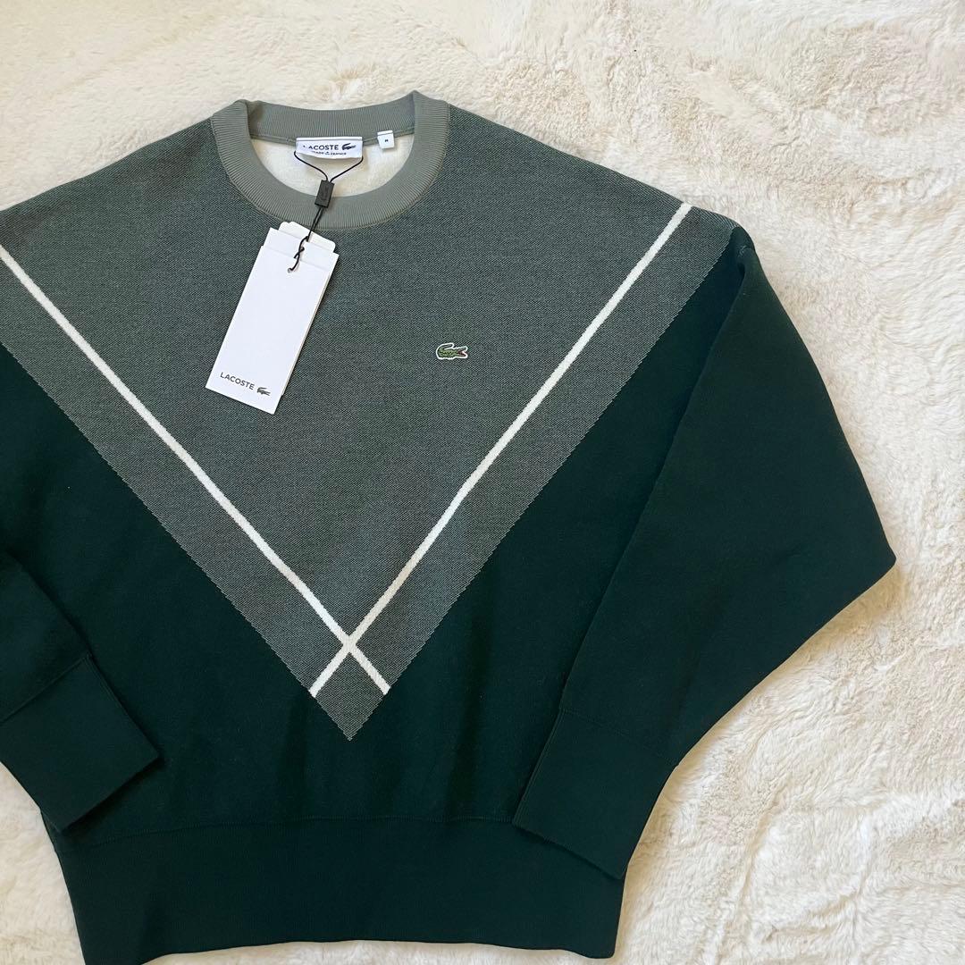 ラコステ LACOSTE ビッグピッチアーガイルレーヨンニットセーター グリーン