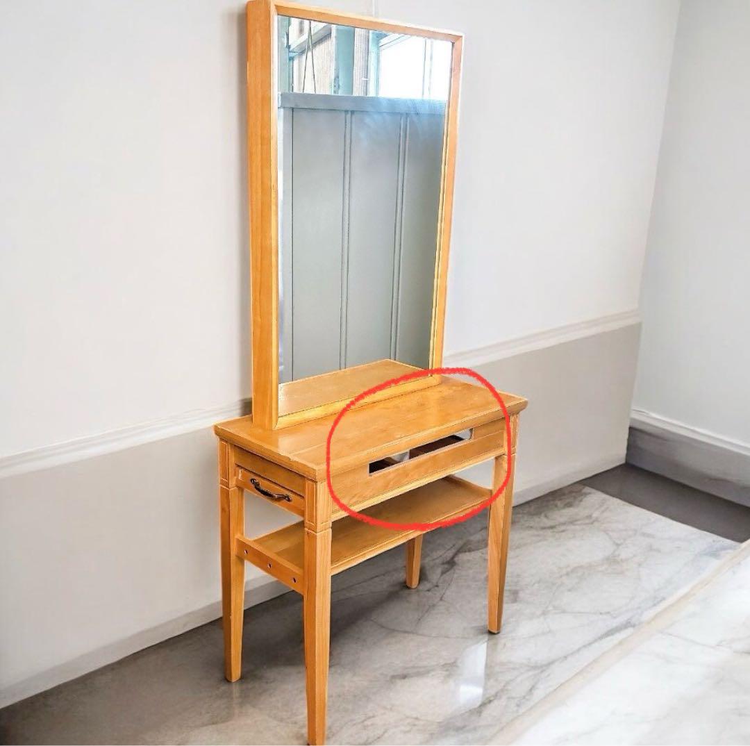 訳あり[送料込み】美容室 ドレッサー 片面 サロン 鏡台 木製