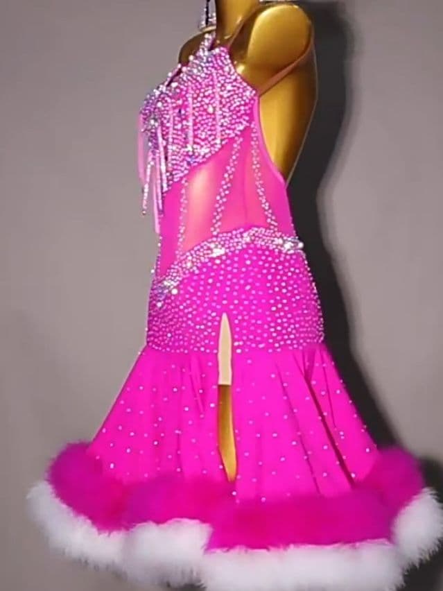 社交ダンスドレス ラテンドレス 競技 デモ 羽根 オーダーメイド