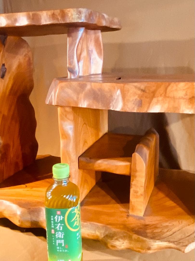 キャスター付！ケヤキ名木の飾り棚