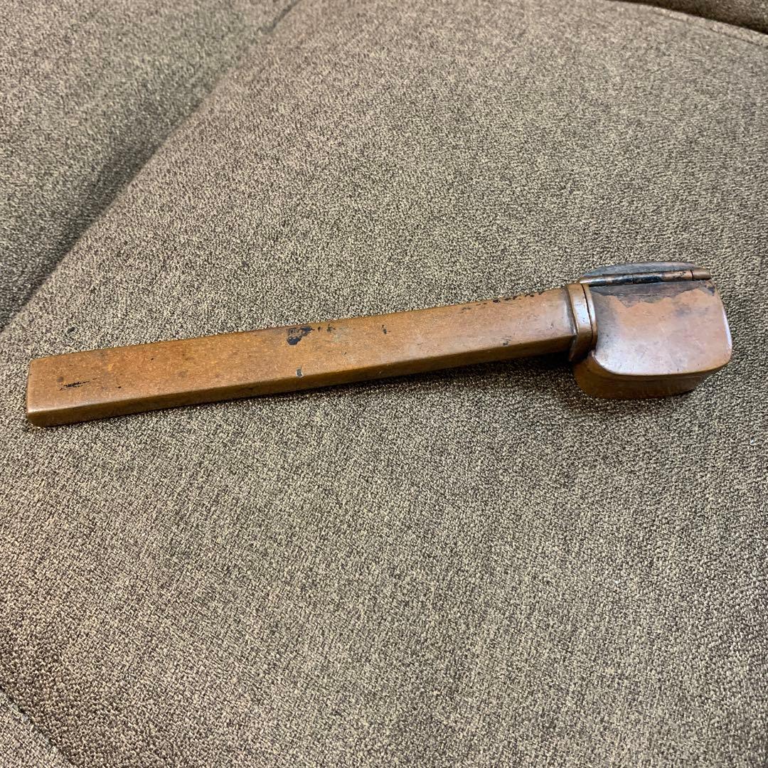 骨董○古銅矢立○ 年代・時代物　銅製 /筆記用具/文房具/墨/筆入れ/書道具