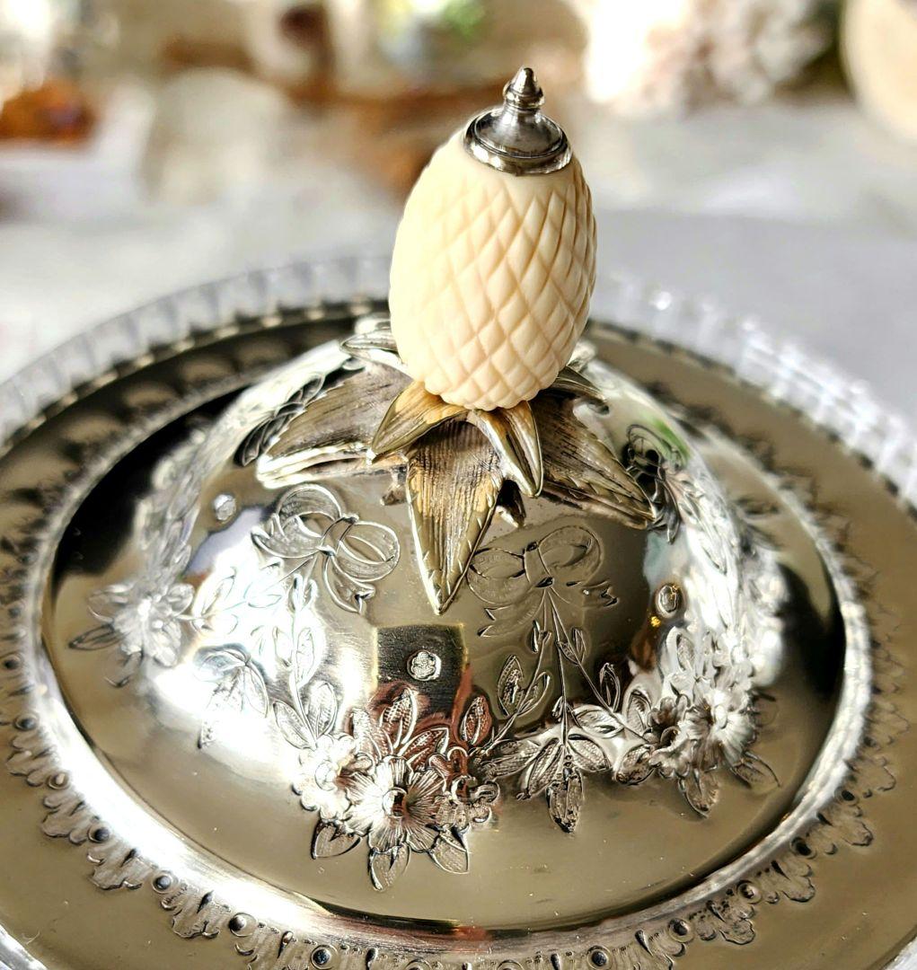 ヴィクトリアン ビスケットボックス ビスケットバレル リボン アンティーク