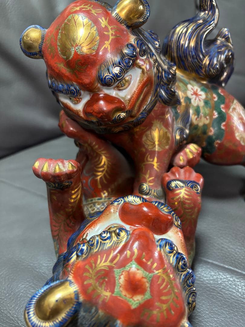 獅子　絡み獅子 戯れ獅子　置物
