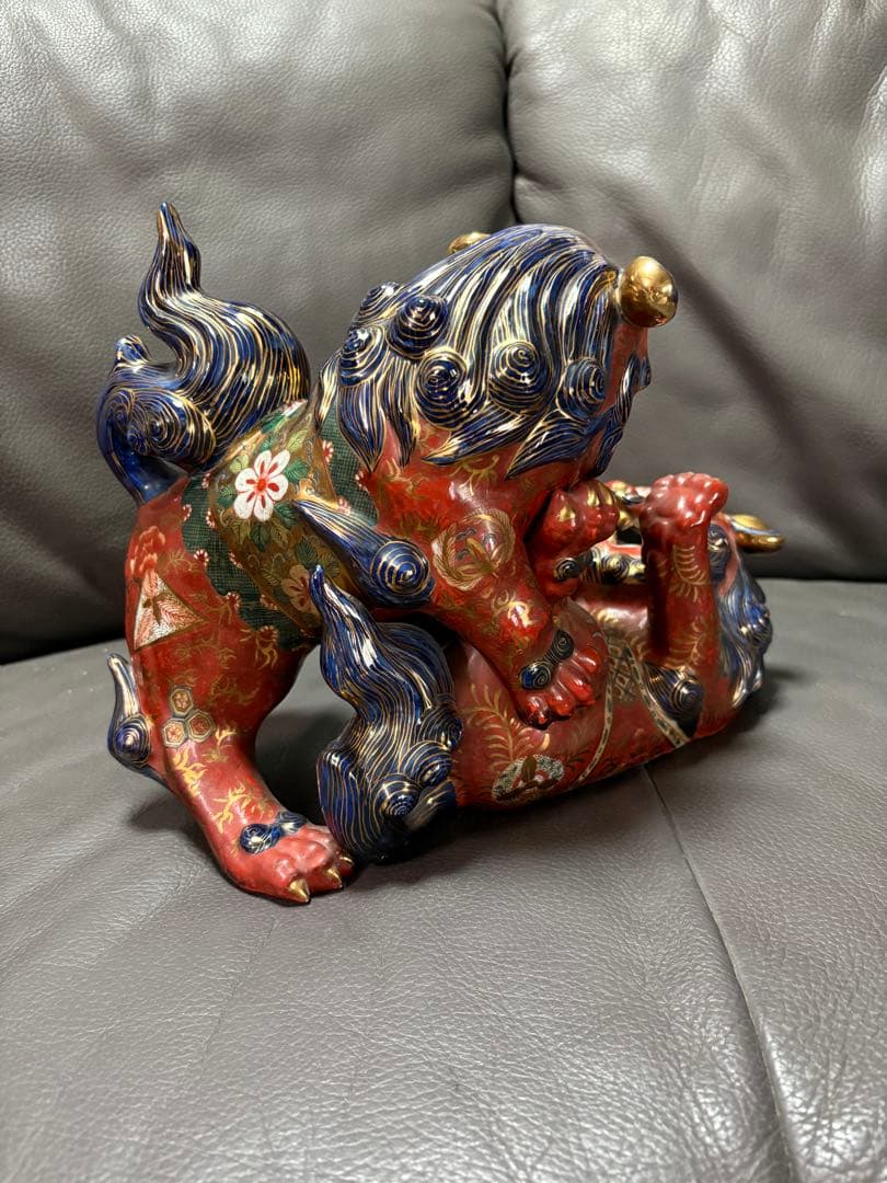 獅子　絡み獅子 戯れ獅子　置物