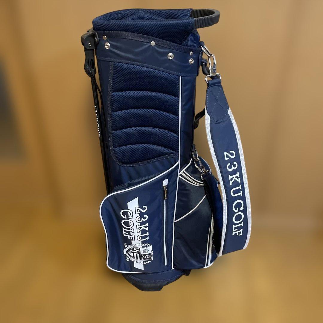 23KU GOLF ゴルフバッグ ネイビー　ヘッドカバー付