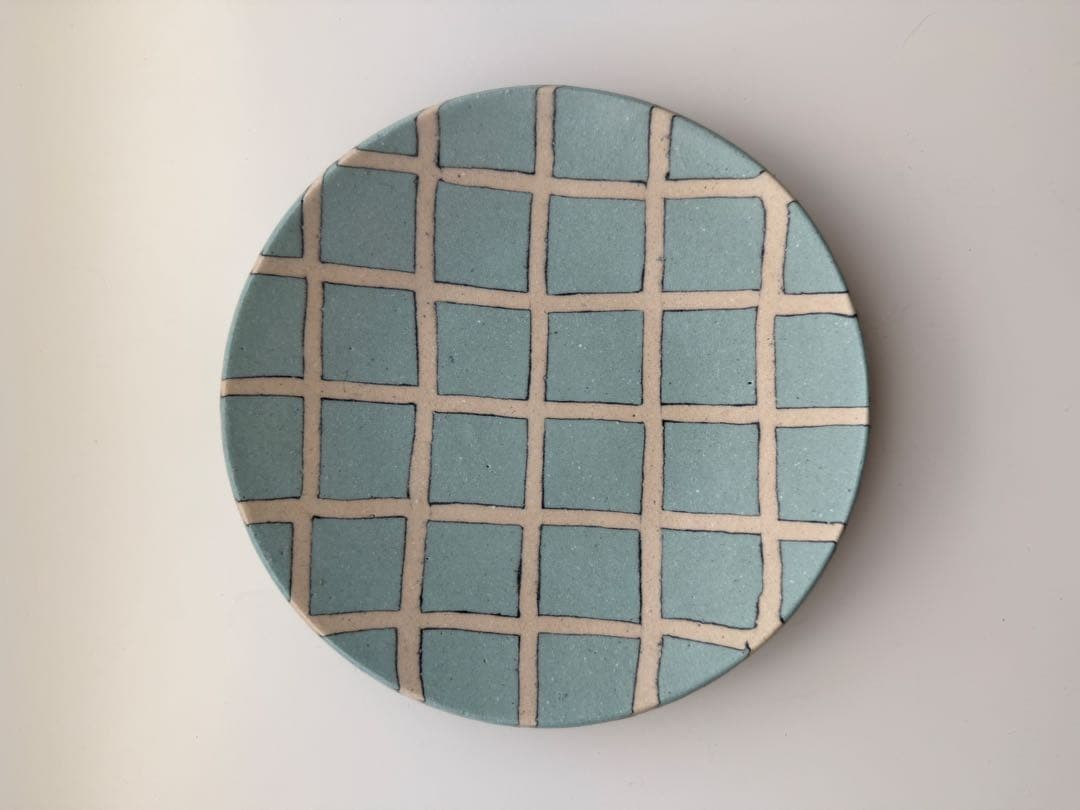 田中ちあき　チェック柄お皿　2枚セット