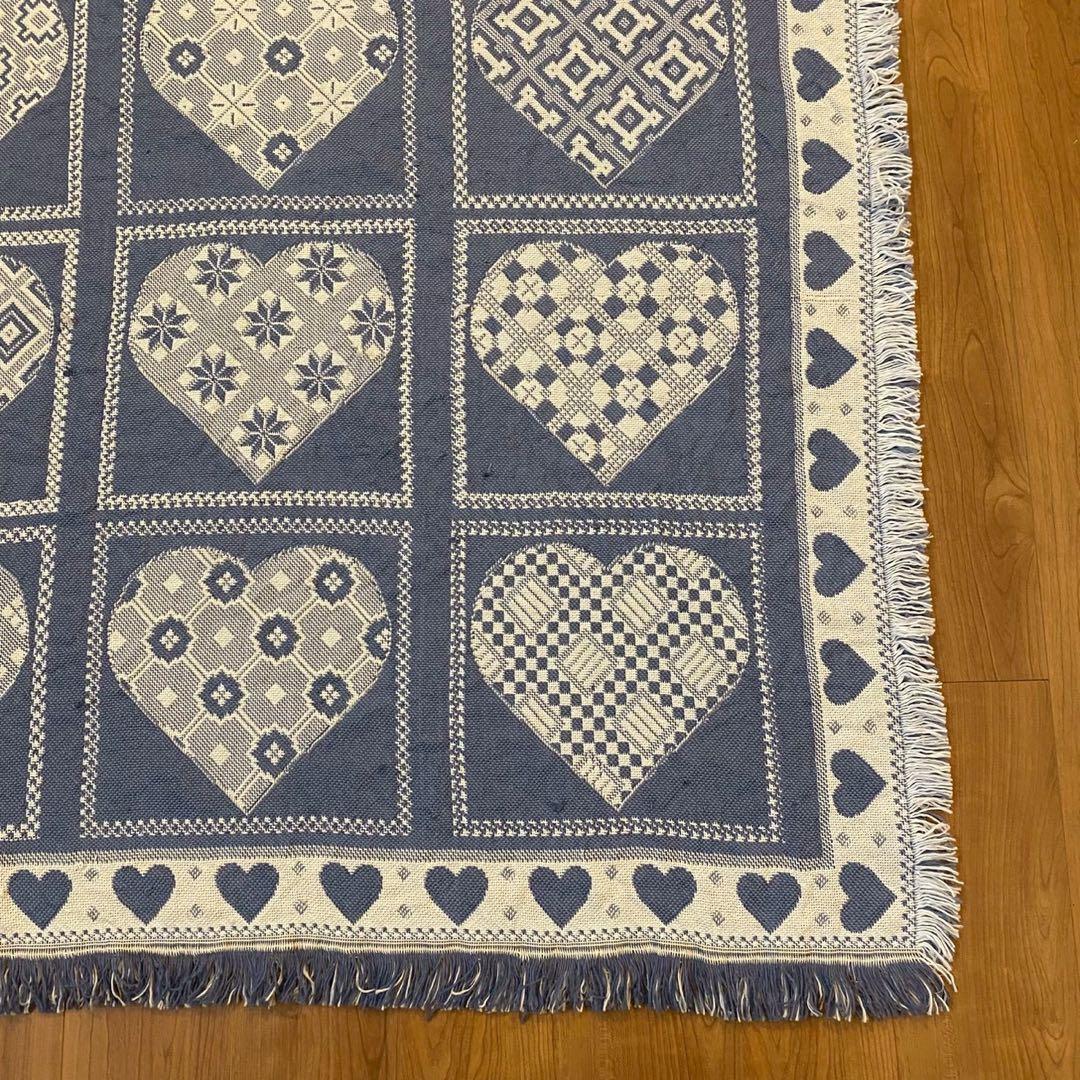 ヴィンテージ 北欧調 ゴブランラグ ハート柄 大判　両面配色