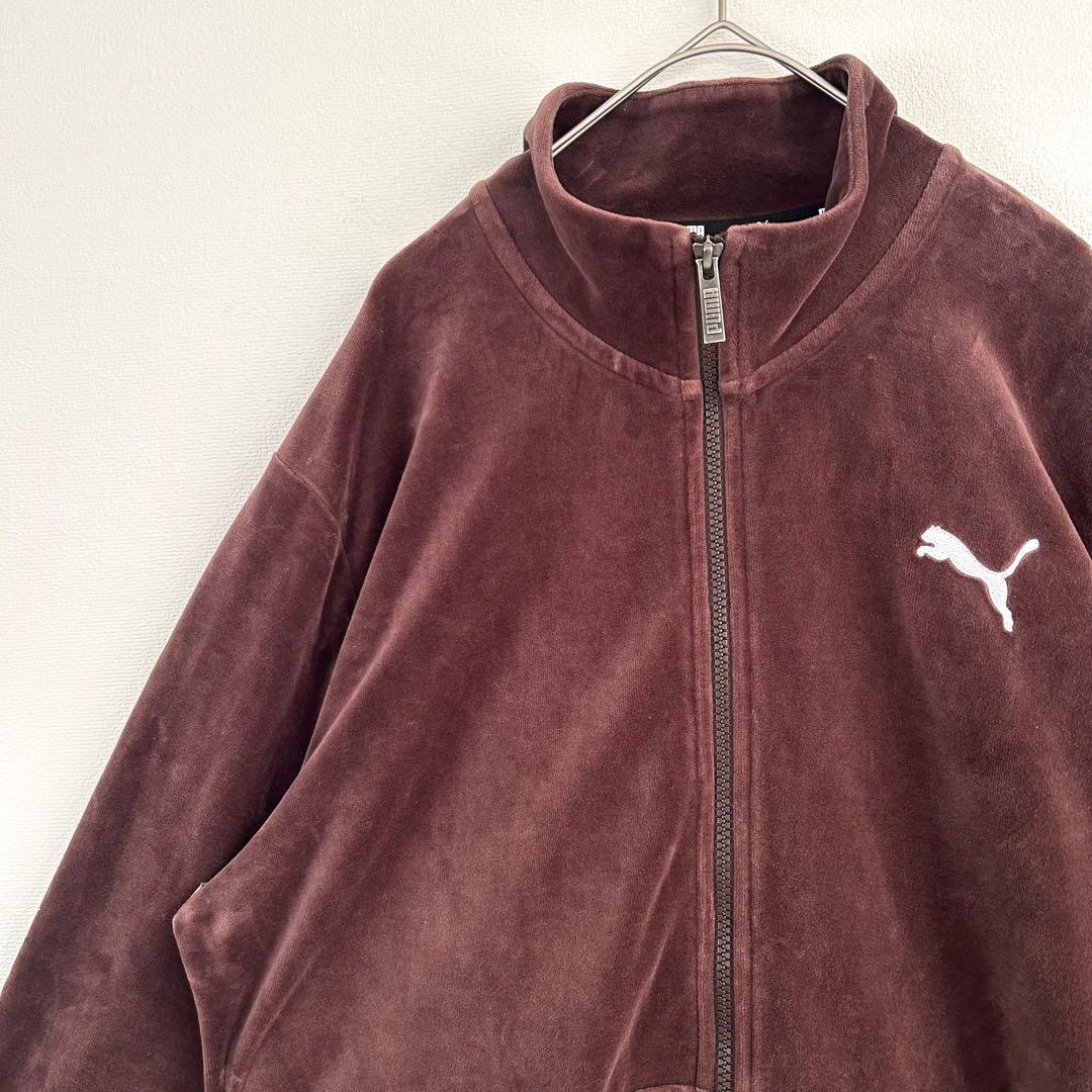 【人気カラー】PUMA セットアップ　ベロア　ロゴ刺繍　ブラウン　美品