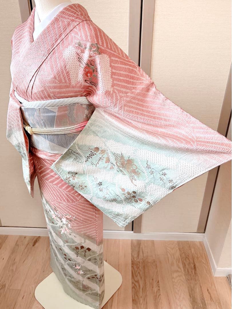 訪問着　フルセット　裄68 絞り　卒業式　入学式　礼装　袋帯 S M