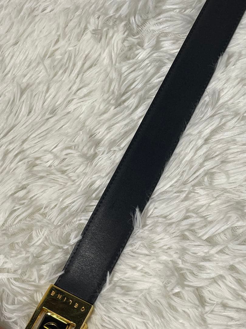 美品　CELINE セリーヌ ゴールドバックル 本革　レザーベルト ブラック