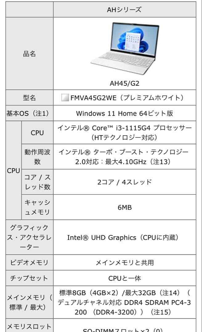 FMVA45G2WE（プレミアムホワイト）
