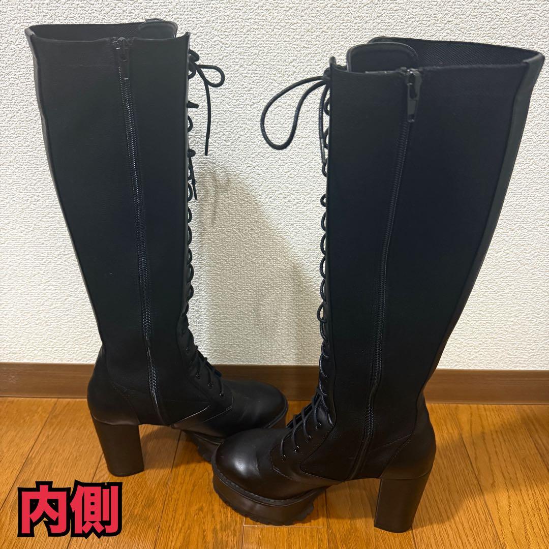 最終値下げ 新品 EGOIST エゴイスト サイドニットレースUPブーツ ロング