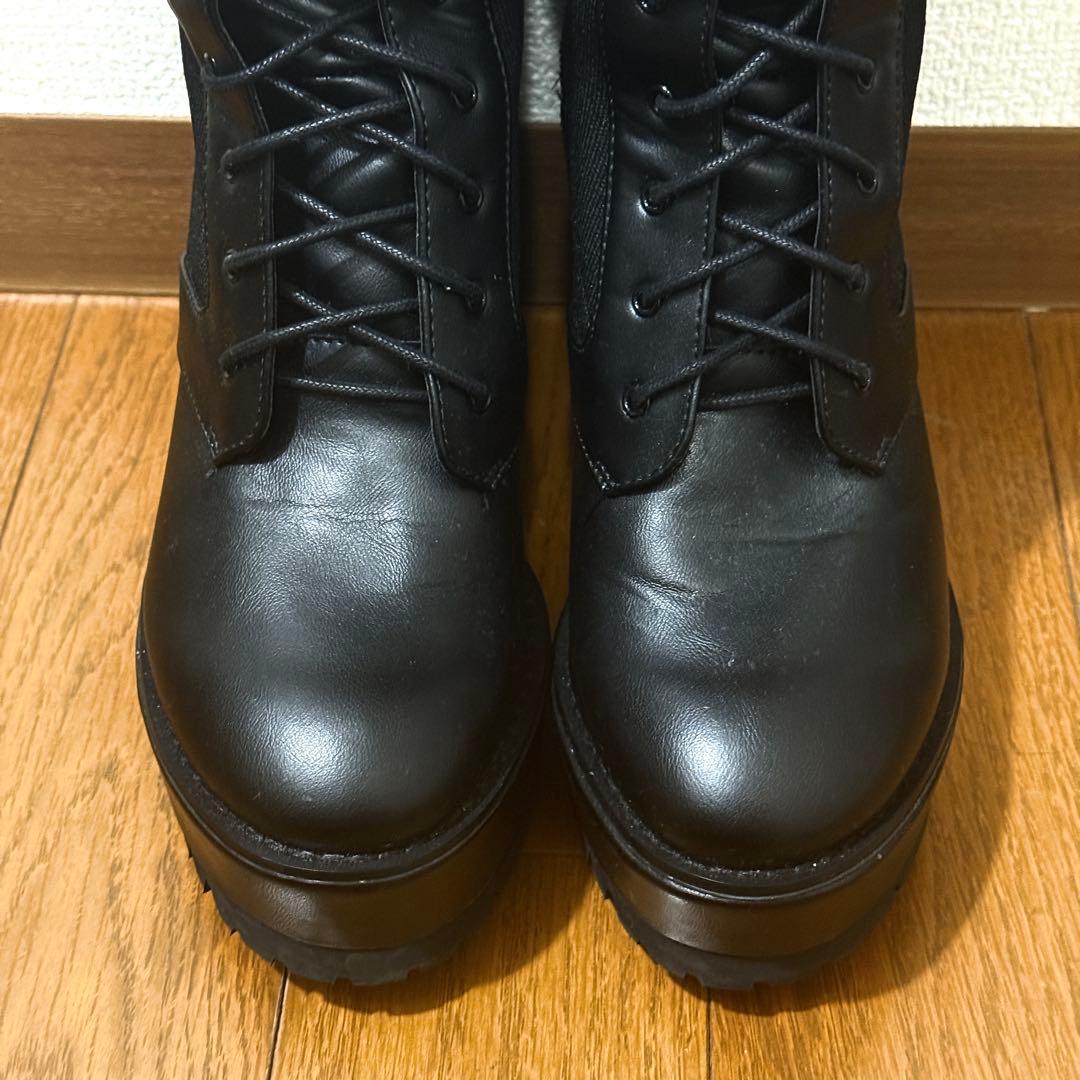 最終値下げ 新品 EGOIST エゴイスト サイドニットレースUPブーツ ロング