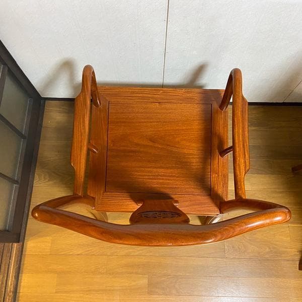 Y②高級 花梨？中国椅子 アンティーク風 インテリア 家具 木製 ひじ掛け 椅子