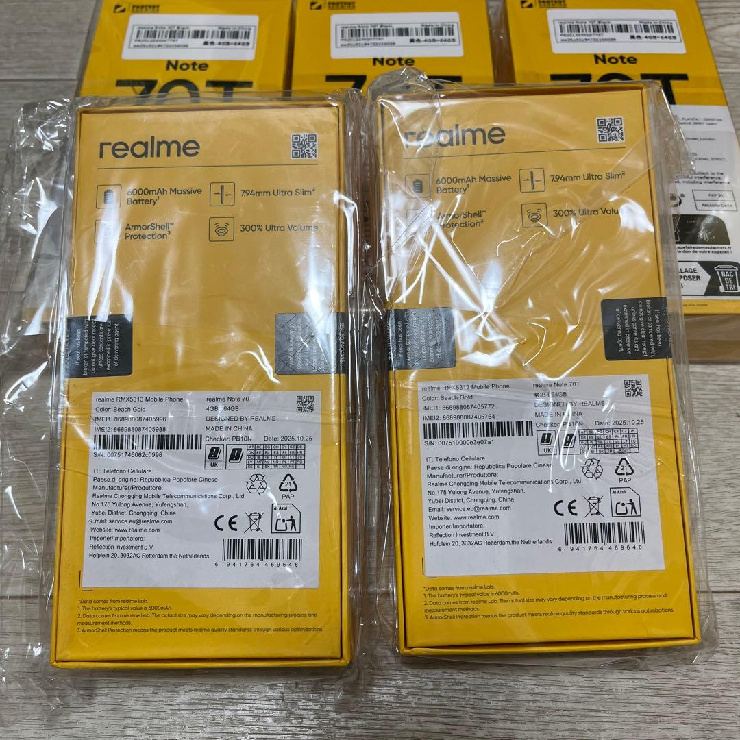 REALME NOTE 70T 本体 RAM 4GB+64GB 5台セット