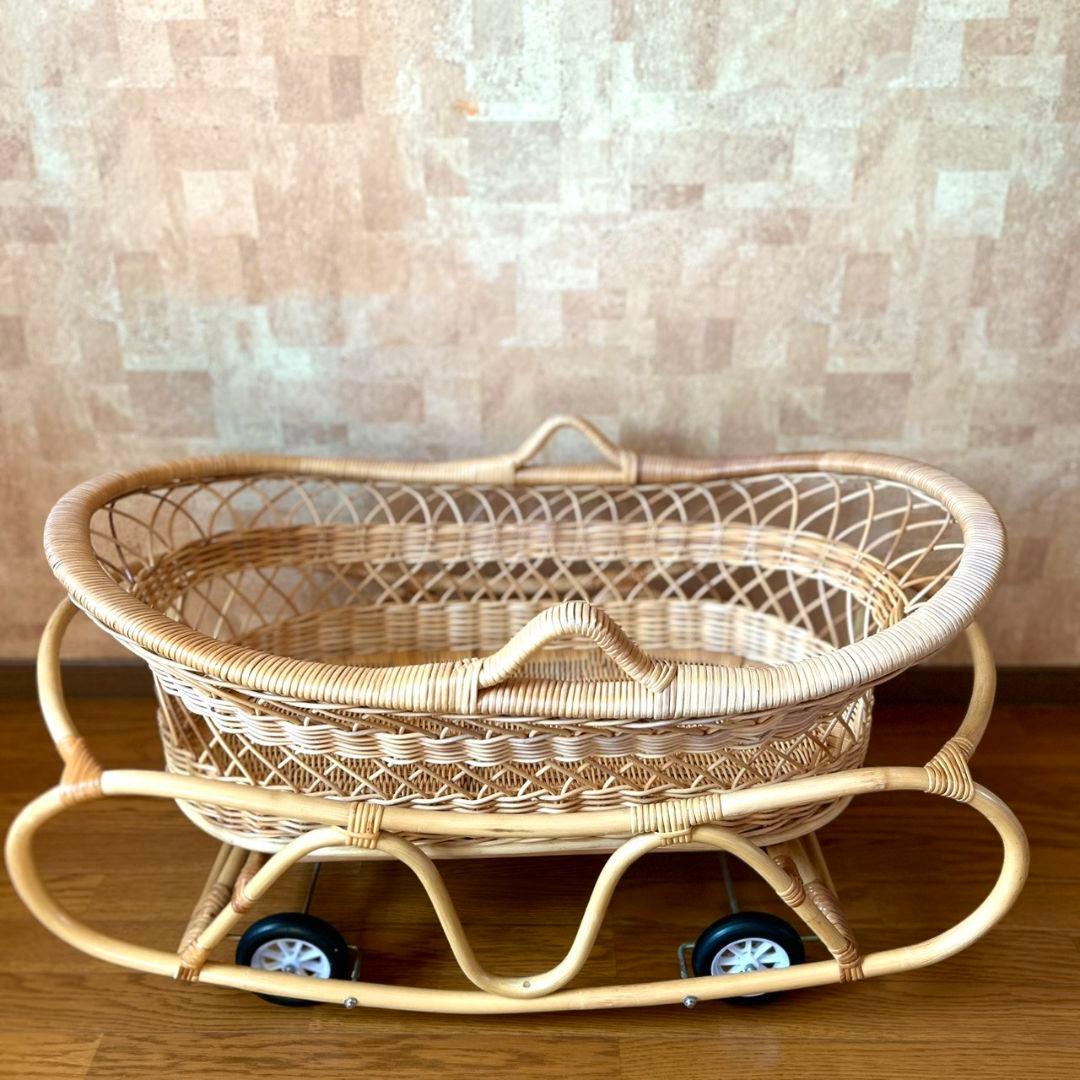 美品★藤のゆりかご　ラタン★インテリアや店舗のディスプレイにも