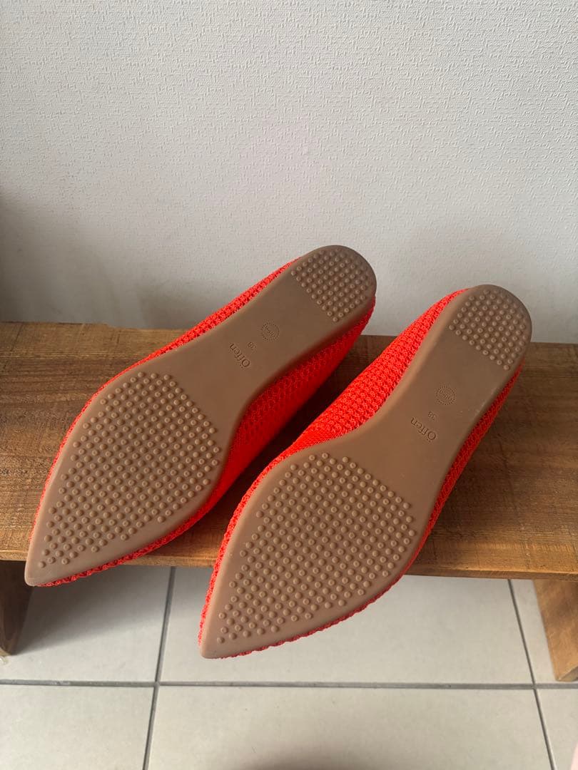 ✨️未使用に近い✨️オッフェン オレンジ メッシュ フラットシューズ