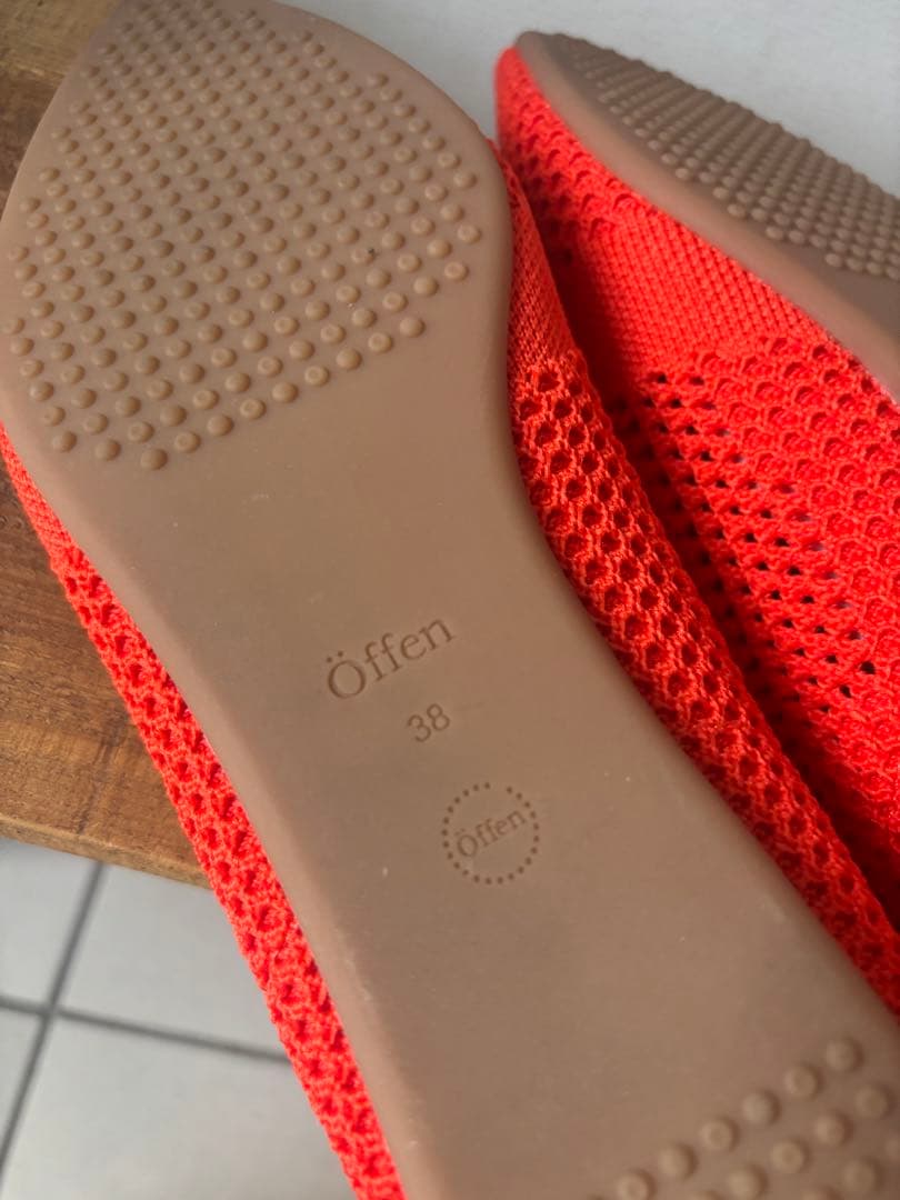 ✨️未使用に近い✨️オッフェン オレンジ メッシュ フラットシューズ