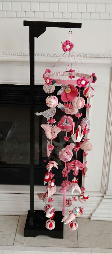 吊るし飾り　雛人形　ちりめん細工 吊るし雛　 ハンドメイド　2個掛台付