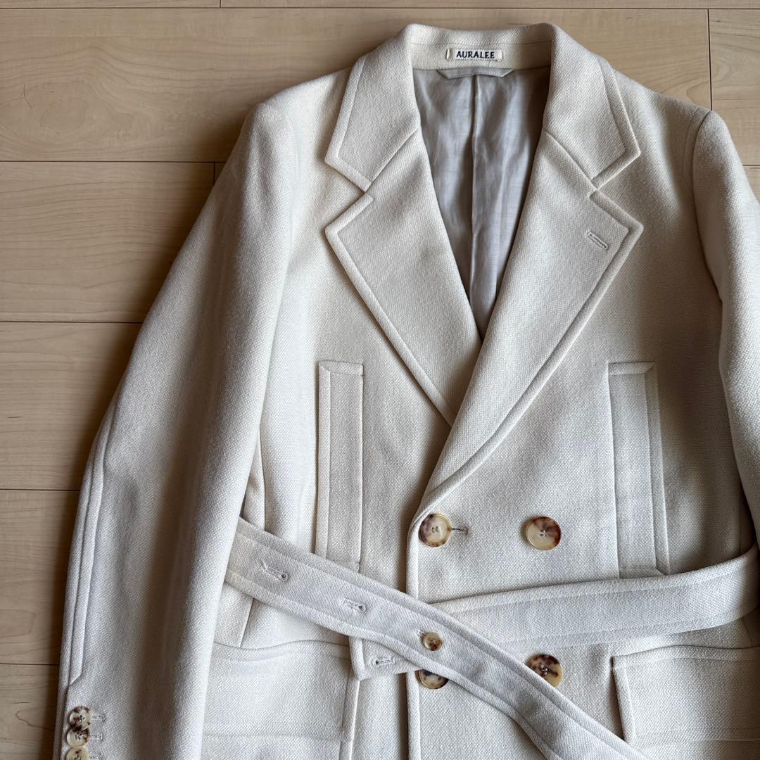 ジャケット・アウター AURALEE WOOL SILK MELTON HALF COAT