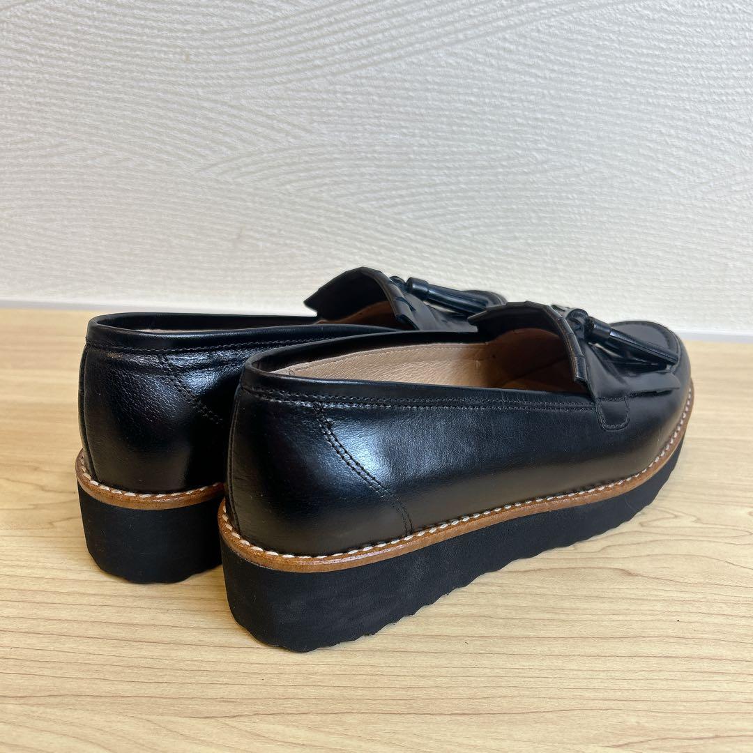 【美品】ボントレ 厚底 タッセル ローファー レザー ブラック 本革 37
