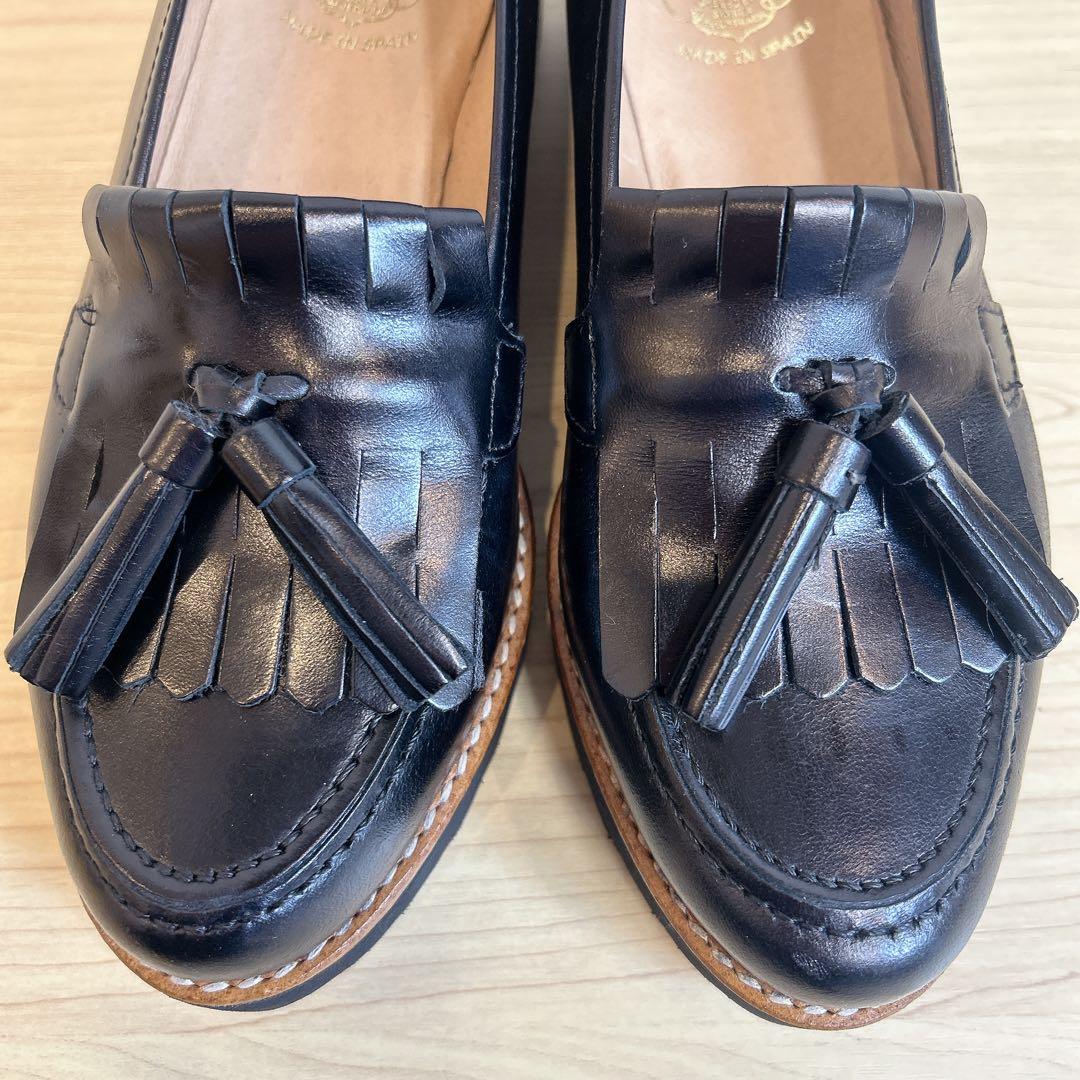 【美品】ボントレ 厚底 タッセル ローファー レザー ブラック 本革 37