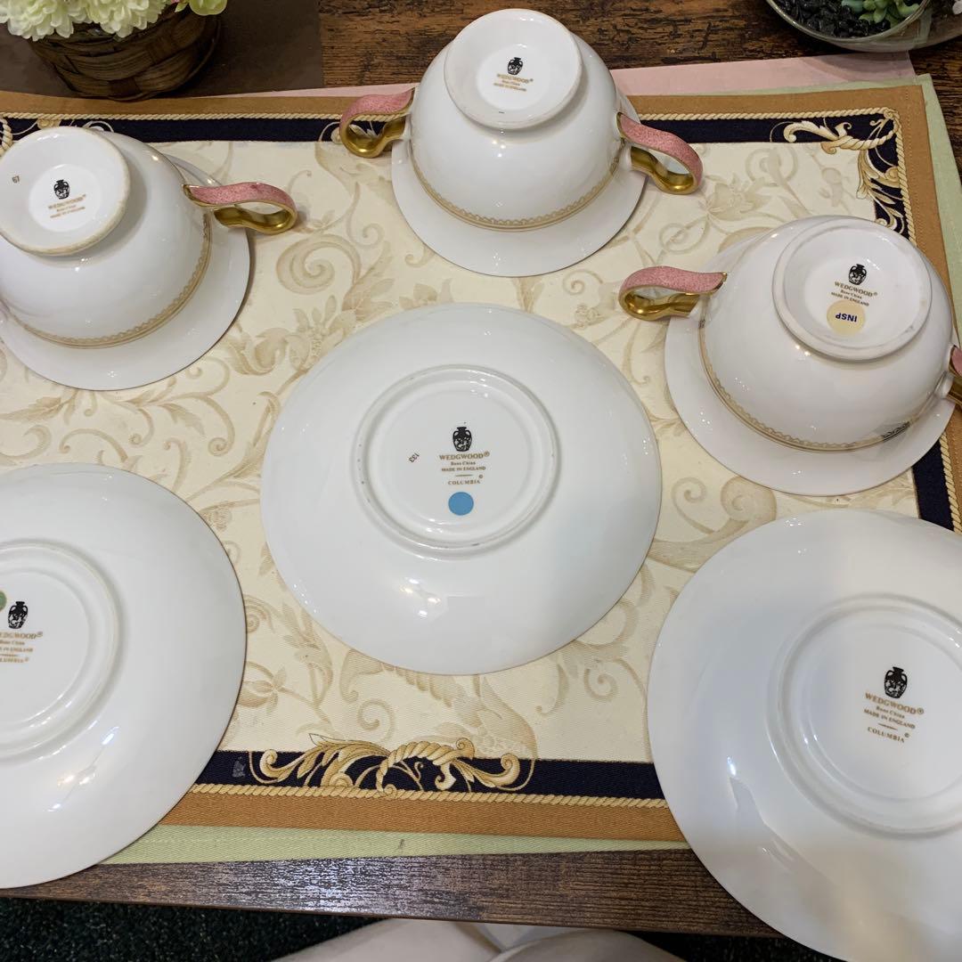 ウェッジウッド コロンビア　パウダー　ピンク　スープカップ＆ソーサー　3客