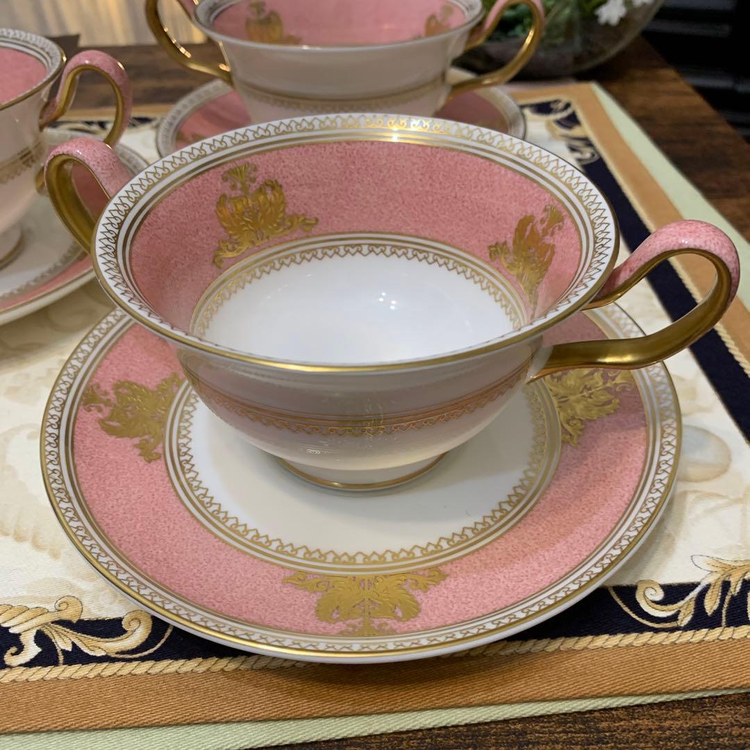 ウェッジウッド コロンビア　パウダー　ピンク　スープカップ＆ソーサー　3客