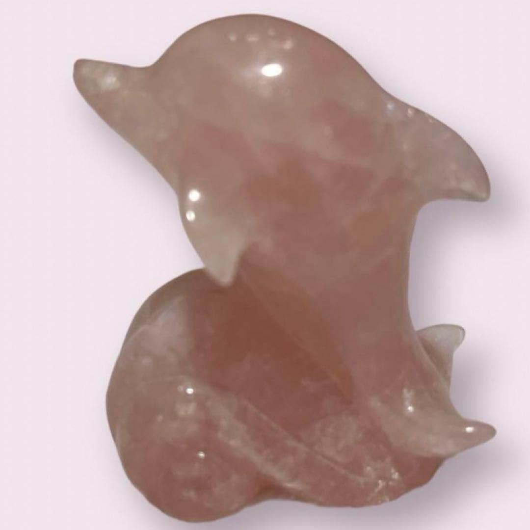 可愛いパワーストーン ローズクォーツのイルカの置物