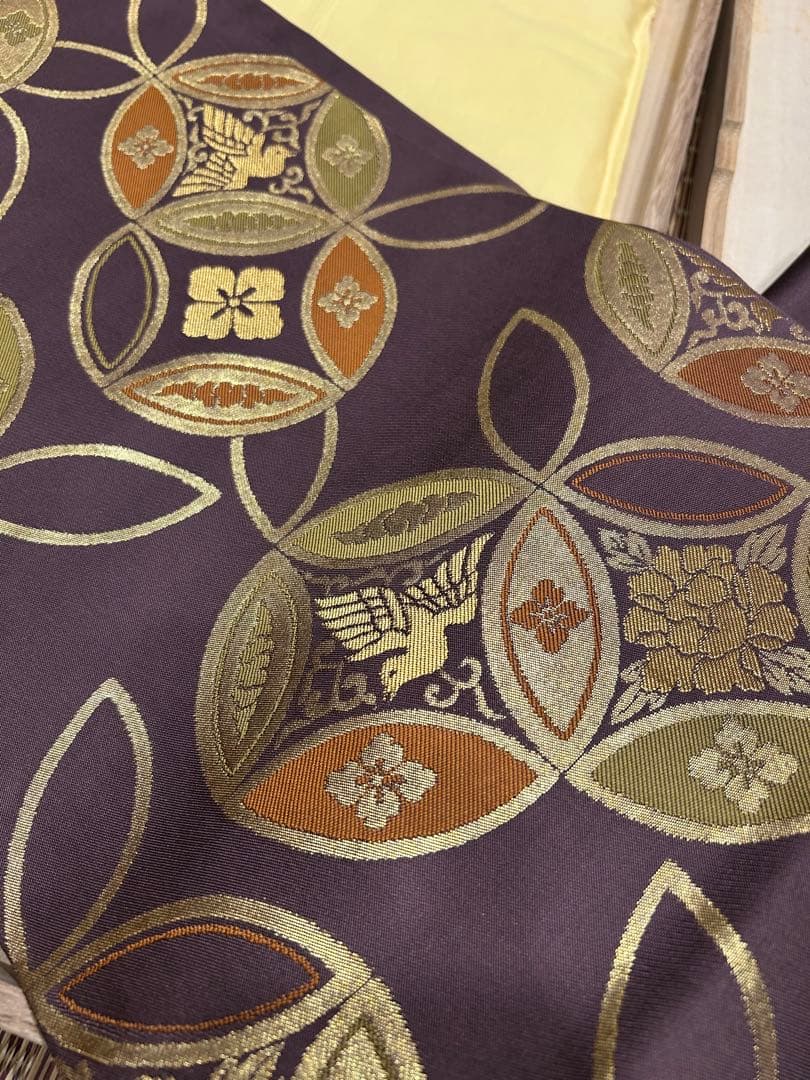 勝山織物　七宝連環　正絹西陣本袋帯　桐箱入り